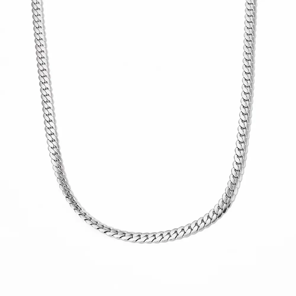 thumbnail image 1 of 20-60CM Plata de Ley 925 18K oro 5MM collares cadena lateral para hombres mujer niño señora joyería fina fiesta de boda, 1 of 2