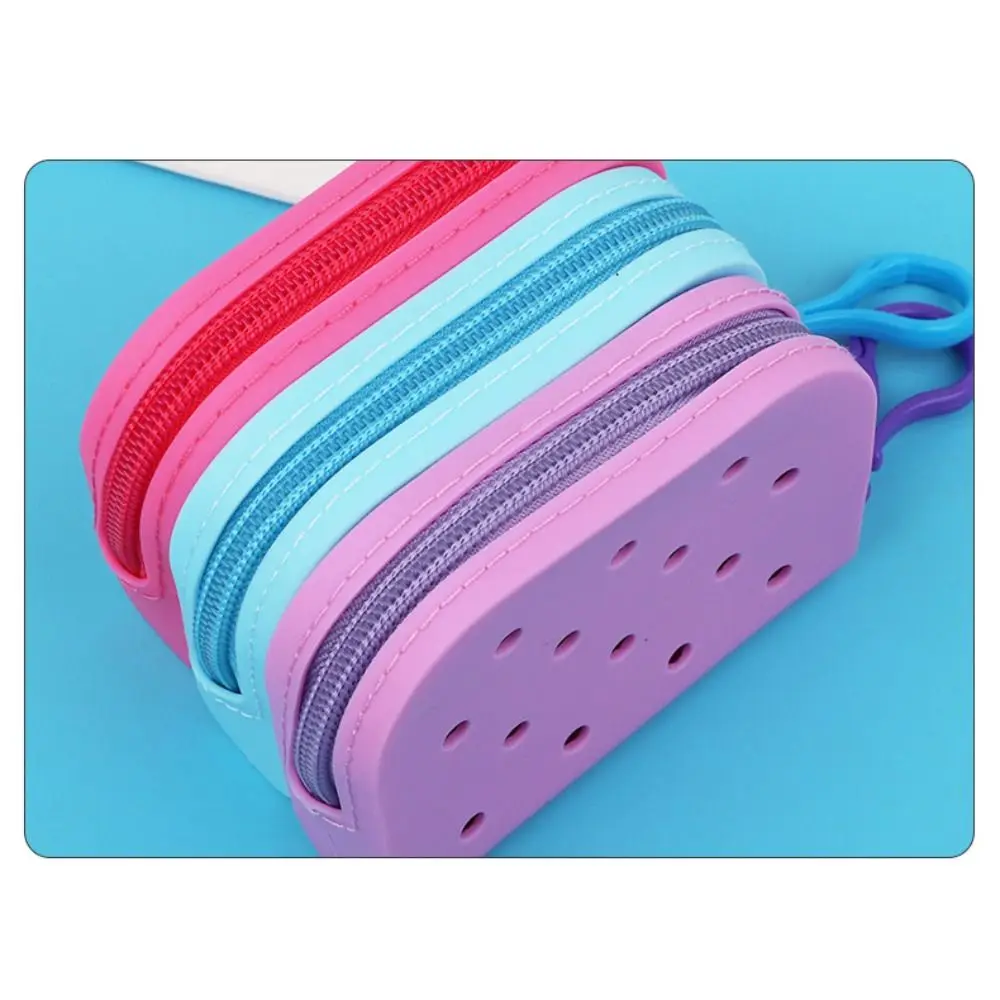 Durable Holes Coin Purse Mini Zipper Card Holder Silicone Money Bag