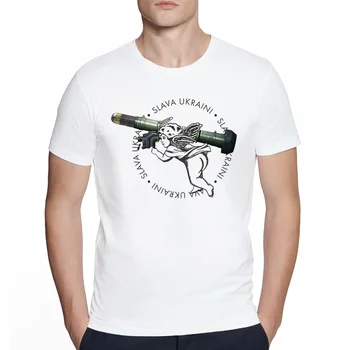 Summer cartoon short sleeve Javelin Angel print Tshirt o-neck Men's Urban Style Slava Ukraini Слава Україні T-shirt