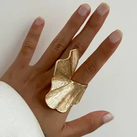 Ginkgo Leaf Ring for Women Men Fashiontrend Classic Metal Pleated Personality Leaf Fan-Shaped Finger Ring Punk Party Jewelry - Image 2