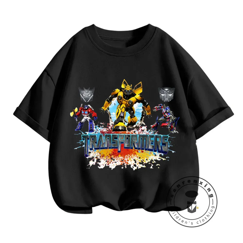 Transformers Cartoon Prints for Summer Coolness Stylish Boys' T-shirts with O-neck Design American Edition for Elastic Children 6