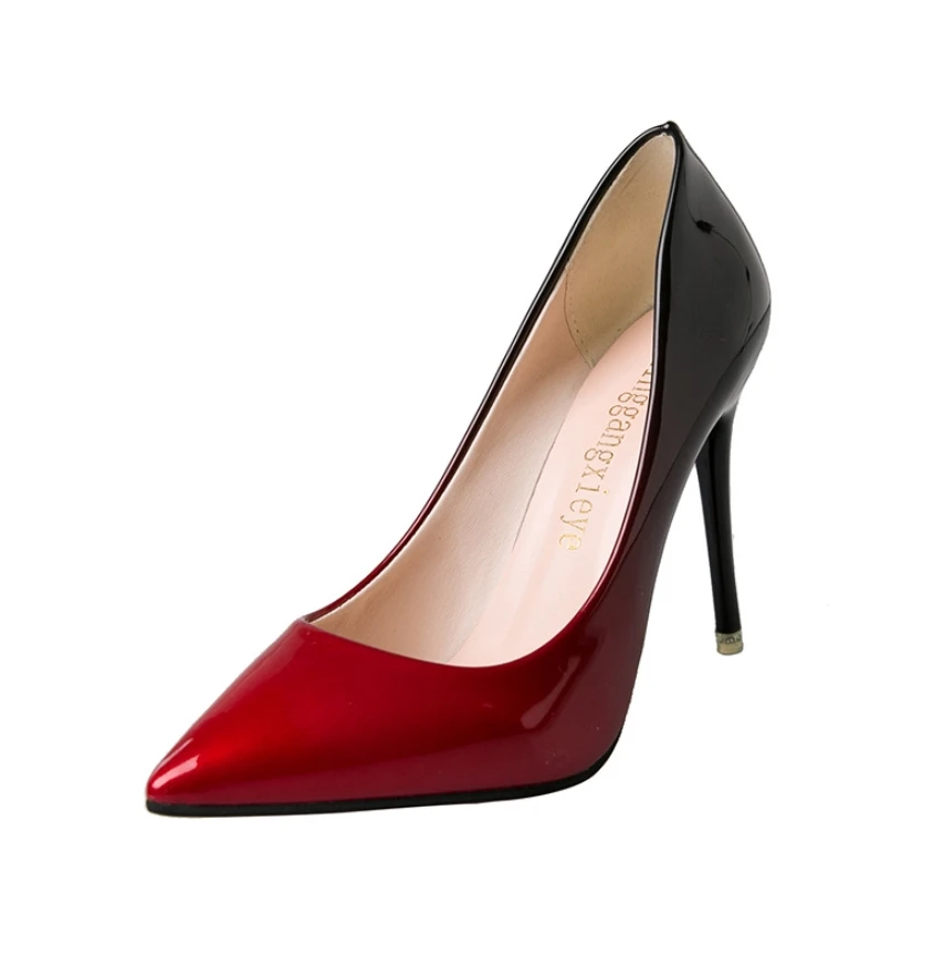 Women's Black Heels Pumps | Gradient Heel Red Bottom | Red