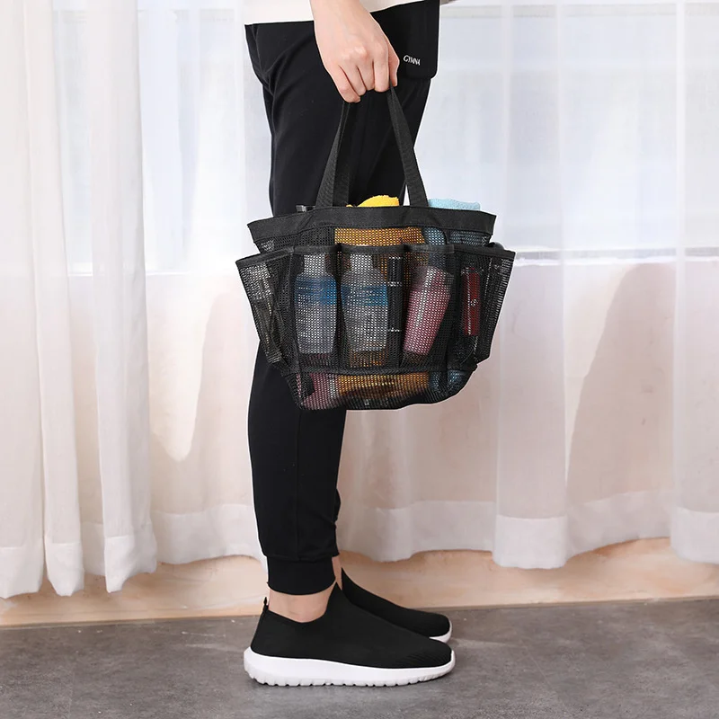 

Storage Bag Portable Mesh Beach Bag Bathing Bath Bag 8-pocket Mesh Transparent Travel Toilet Bag Waterproof Durable Beach Bag