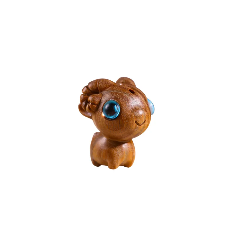 Carved green sandalwood small sheep pendant wooden cute small animal DIY key chain pendant gift