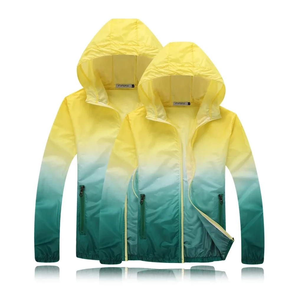 Adults Teens Kids Childrens Cycling Jacket Anti-UV Quick Dry Skin Gradient Color Windbreaker