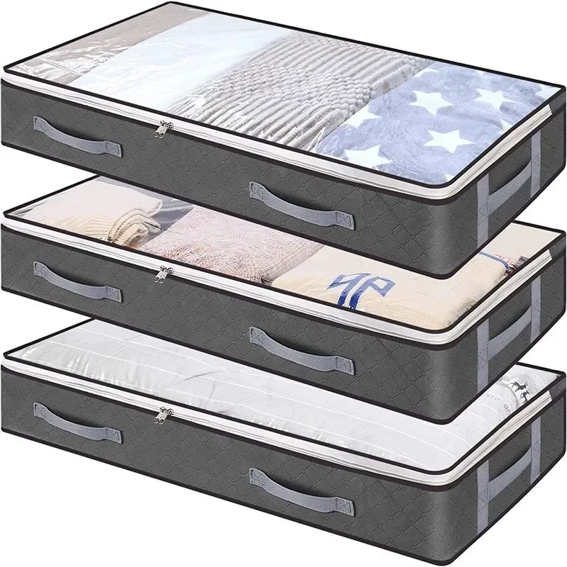 Underthebed Storage Bag Portable Foldable Quilt Bag Wardrobe Clothes Storage Box Large Capacity Dust Proof Organizing Box 6