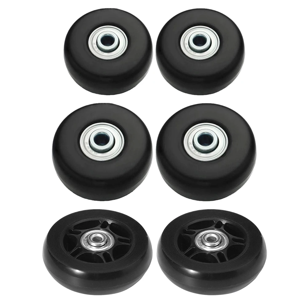 1 Pair Rubber Casters Mute Suitcase Wheels with Metal Bearings Axles Screw Trolley Case Wheels Wear Resistant Deluxe Repair Tool