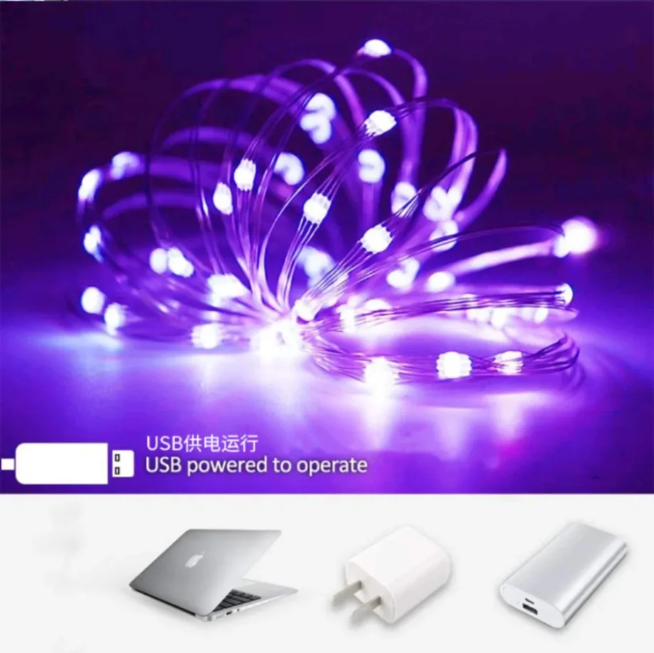 LED String Lights 5/10/20M USB Copper Silver Wire Garland Waterproof For Christmas Wedding Party Decoration