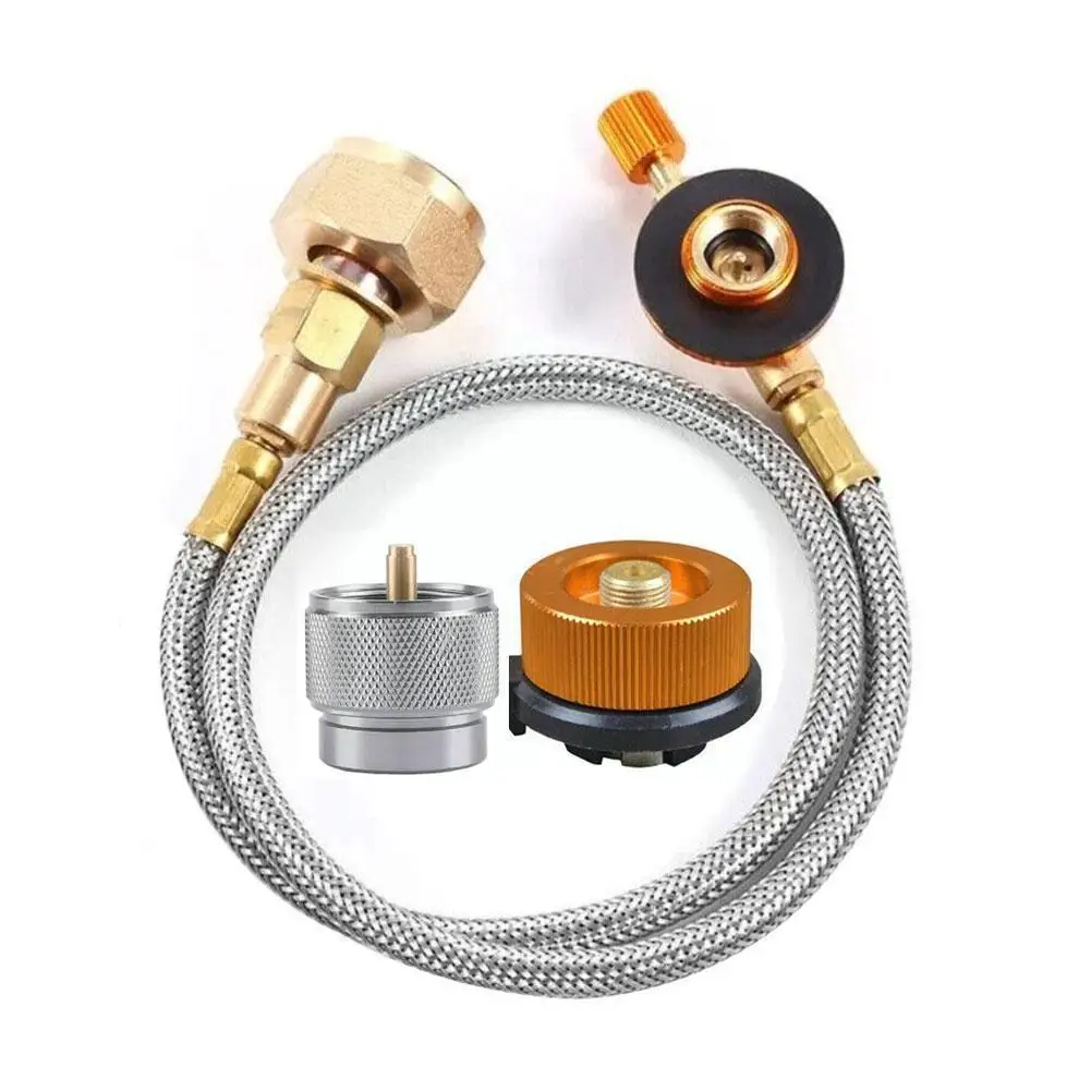 Camping Gas Stove Gas Cylinder Filling Adapter Hose Braided Outdoor Gas
