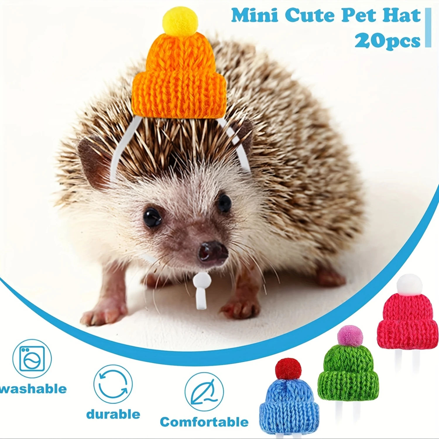 Adorable Knitted Hamster Hats with Drawstring Closure Soft Warm and Plush Headwear for Small Pets like Chinchillas 2pcs/set
