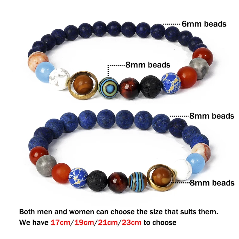 2022 Universe Solar System Bracelet Women New Natural Stone Eight Planets Bracelet Men Best Friends Gift Universe Couple Jewelry