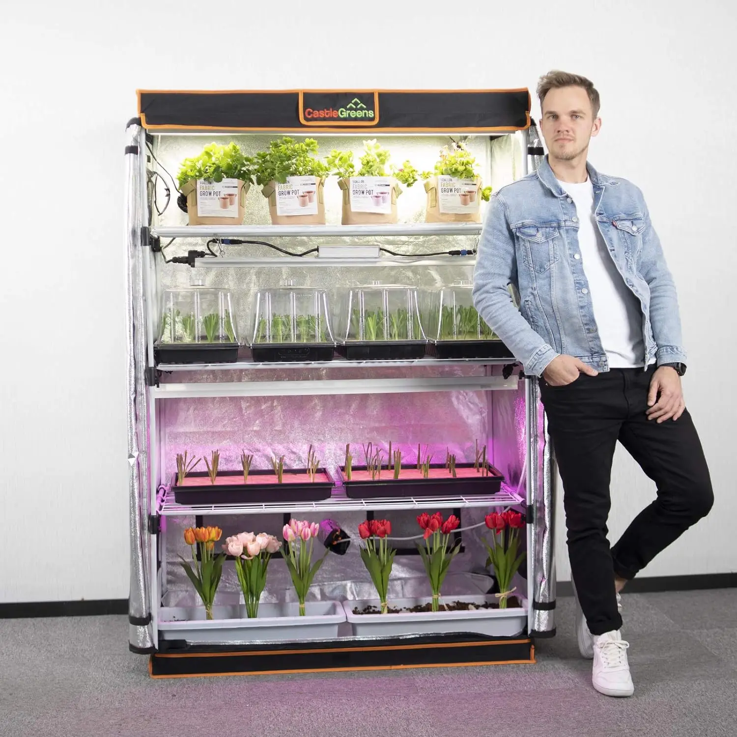 48"x24"x72" Multi-Storey Grow Tent Extra-Large Observation windows Heavy-Duty 600D Mylar Plant Tent Waterproof Growing Tents