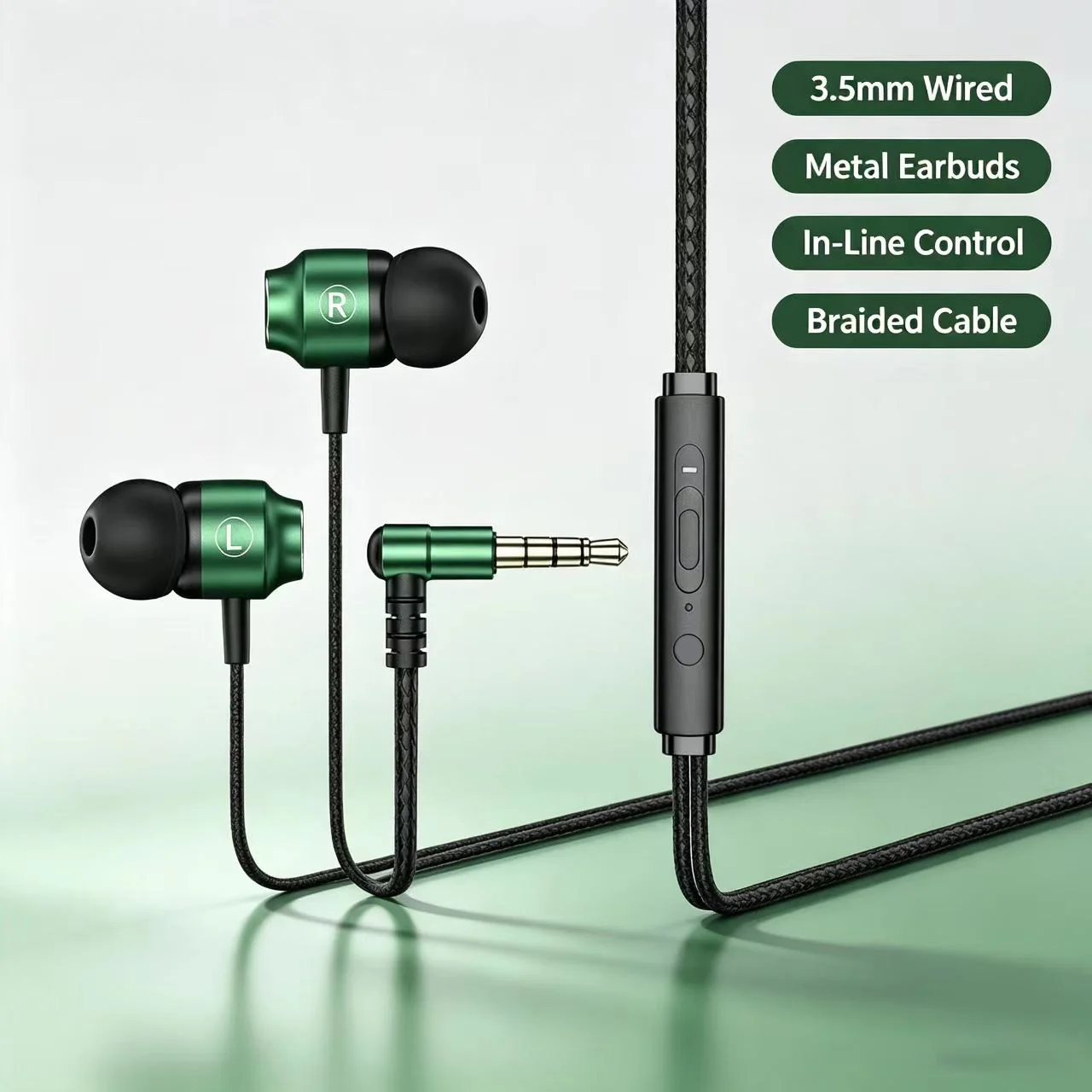 Premium Metal In-ear Wired Earphones with Mic & Stereo Sound