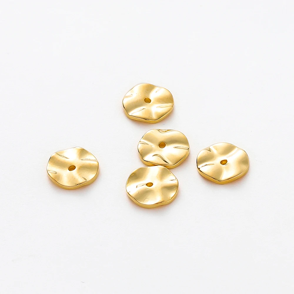 30 teile/los 14K 18K Gold Überzogene 4 6 8mm Flache Runde Metall Spacer Perlen Welle Halskette Perlen für Earing Armband Schmuck Komponenten – Detail 9