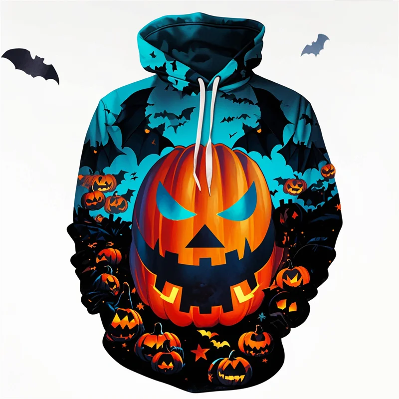 thumbnail image 1 of Sudadera con capucha con estampado de calabaza de moda de Halloween para hombre, divertida sudadera informal de manga larga con estampado 3D, jersey de gran tamaño con capucha, 1 of 5