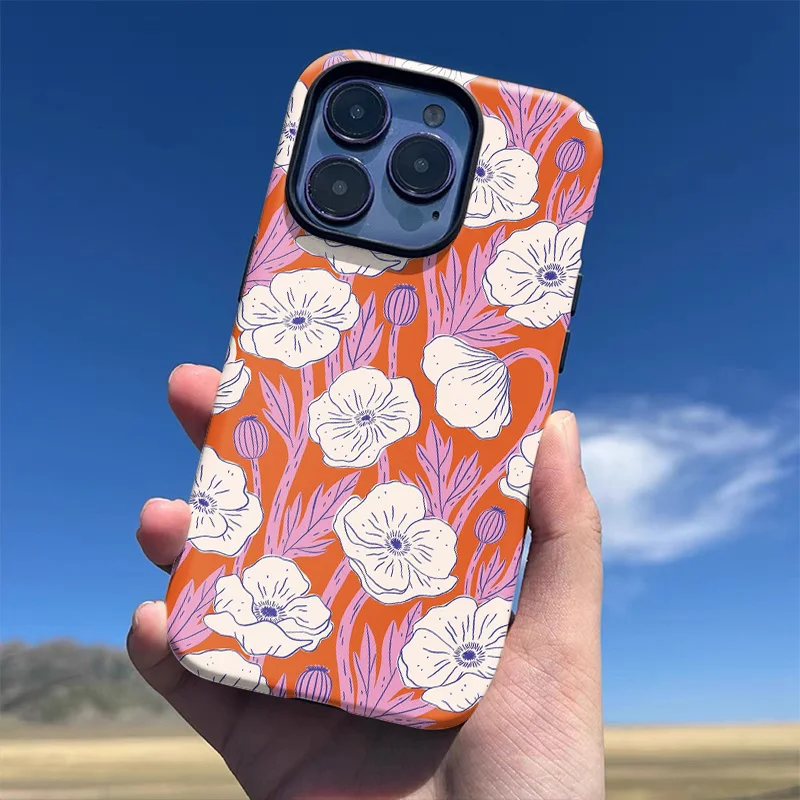 Luxury Pastoral Floral Double-Layer Back Cover Phone Case