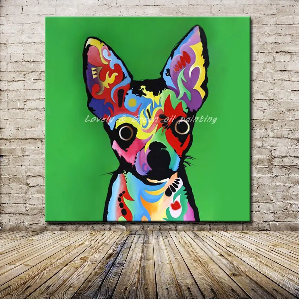 

Mintura Hand-Painted Wall Art Pictures For Living Room Home Decoration Abstract Cute Dog Animals Oil Paintings On Canvas,Pop Art