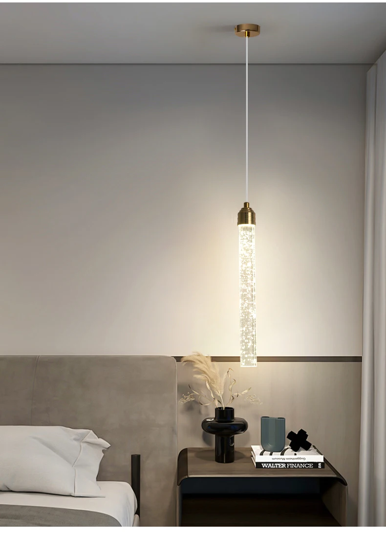 Luxury Crystal Pendant Light - Modern Gold Hanging Lamp for Living Room Bedroom Dining Room Decor