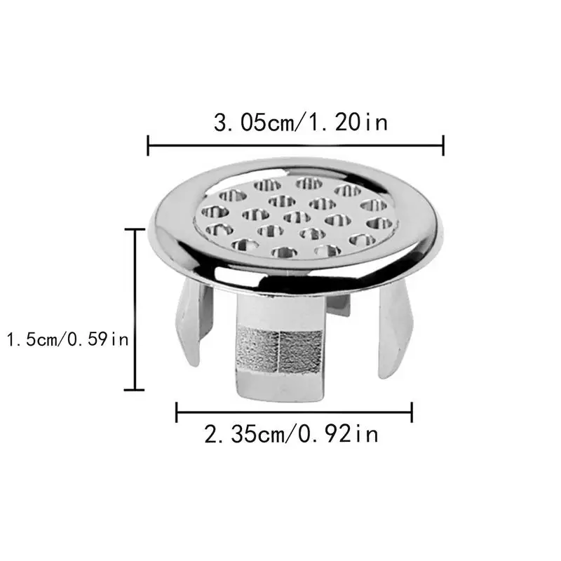 22-24mm Double Layer Sturdy Sink Hole Round Overflow Cover Sink Overflow Ring Sink Basin Overflow Trim Ring For Bathroom
