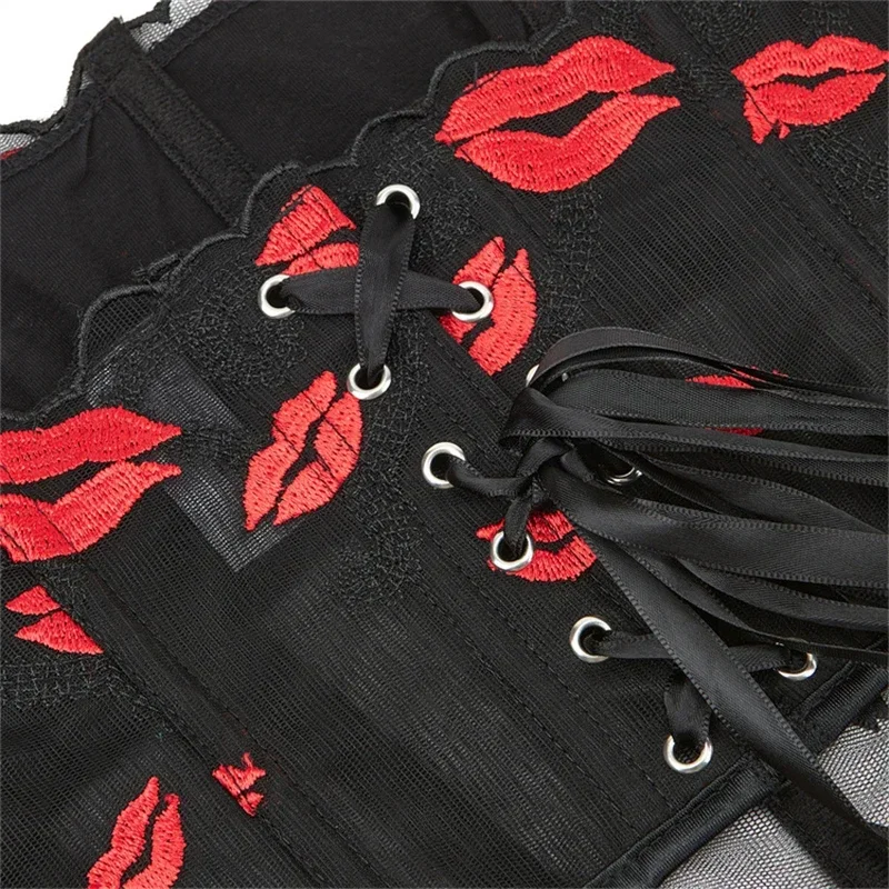 Sexy Corsets Women's Overbust Corsets Plastic Boned Lace Up Bustiers Tops Torso Body Shaperwear Waist Trainer