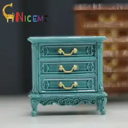 1/12 Dollhouse Miniature Chest Of Drawers Bedroom Bedside Table Storage Drawer Cabinet Model DIY Doll House Living Scene Decor