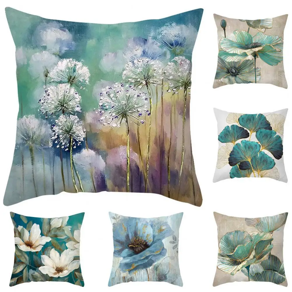

Customizable Anti-Wrinkle Square Machine Washable Gingko Leaf Pillow Cover for Sofa Accessories