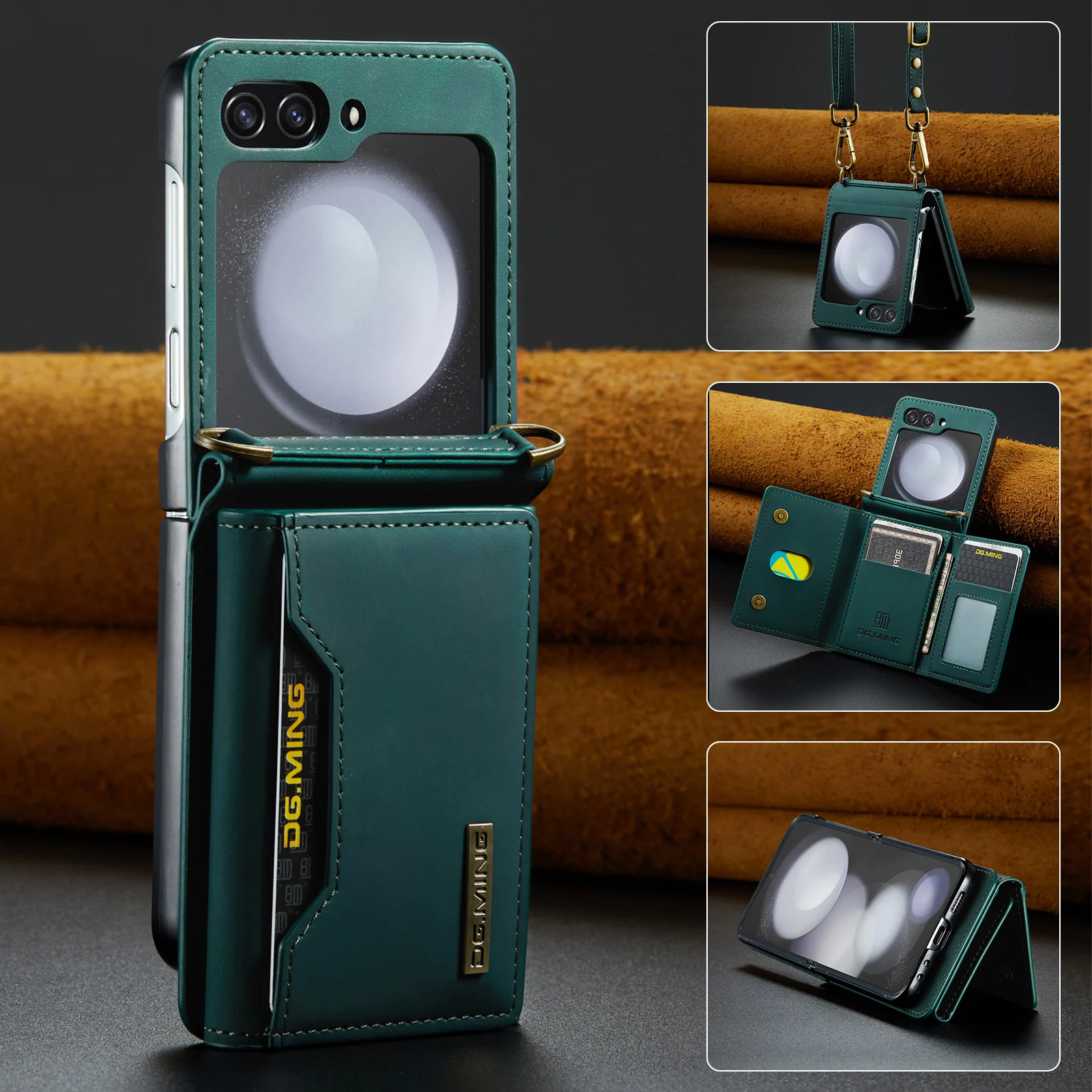 

Модный кожаный чехол с отделением для карт для Samsung Galaxy Z Flip 5 Flip4 Flip5 Flip3, флип для 3 4 дюймов, противоударный деловой защитный чехол