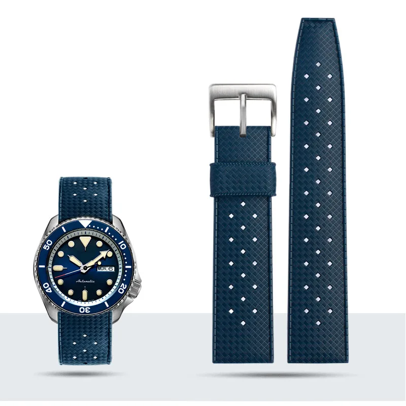Premium Tropic Rubber Diving Watchband - Waterproof Bracelet in Black, Blue, and Green