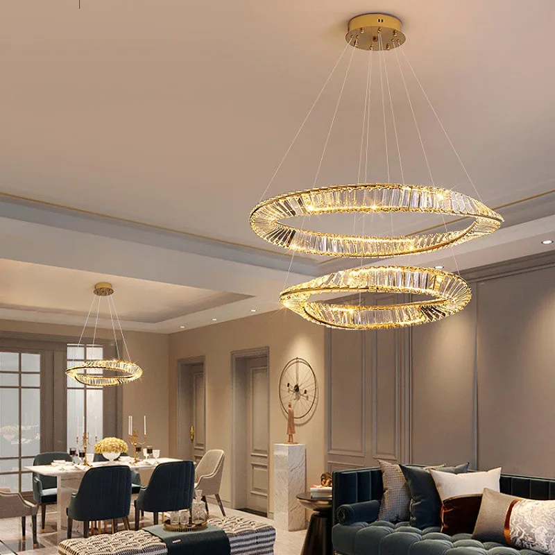 Italian Designer Light Luxury Crystal Chandelier Living Room Restaurant Simple Creative Circular Modern Celebrity Pendant Lights