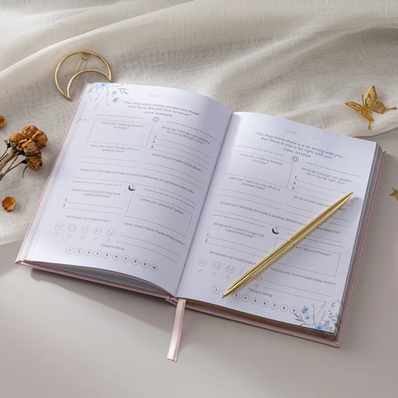 Elegant Gratitude Diary: Gilded Undated Planner for Mindfulness & Self-Reflection
