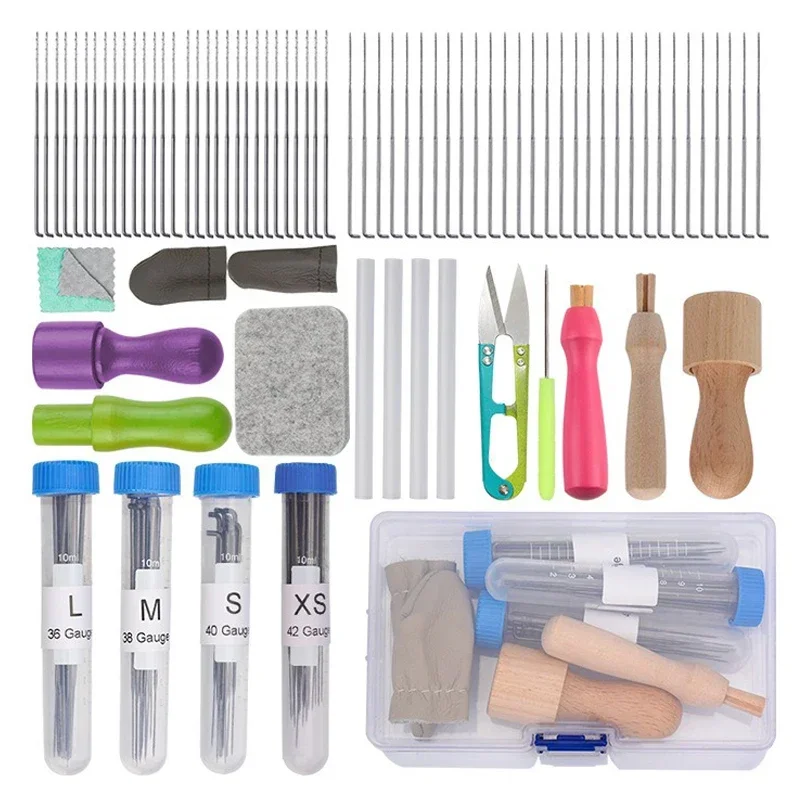 6 Styles Needle Felting Kit With Wood Handle Felting Needles Wool Felt Tool Finger Protector For DIY Sewing Supplies
