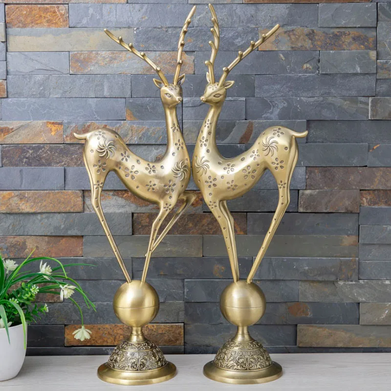 

New European style creative deer hair home decoration ornaments, zinc alloy high-grade living room foyer tabletop auspicious