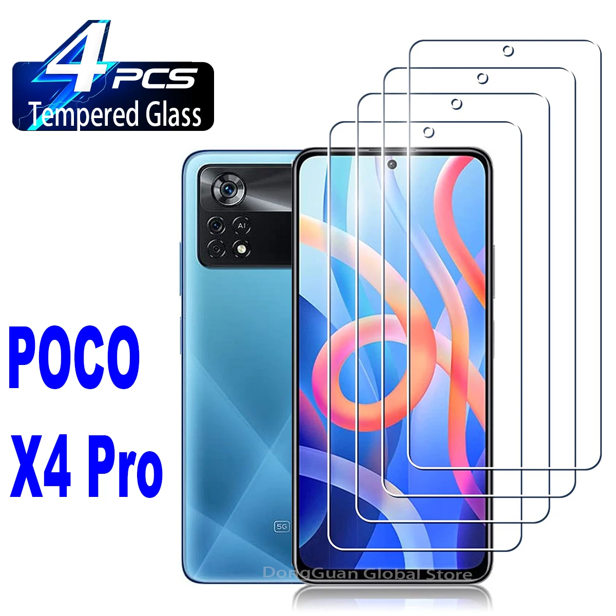 1/2/3/4Pcs Tempered Glass For Xiaomi POCO X4 Pro 5G Screen Protector Glass Film