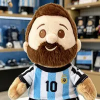 ⁦دمية قماشية محشوة للأسطورة ليونيل ميسي منتخب الأرجنتين بطول 15 سم | Lionel Messi Argentina Football Star Plush Doll with Hanging Pendant 15cm⁩ - الصورة ⁦4⁩