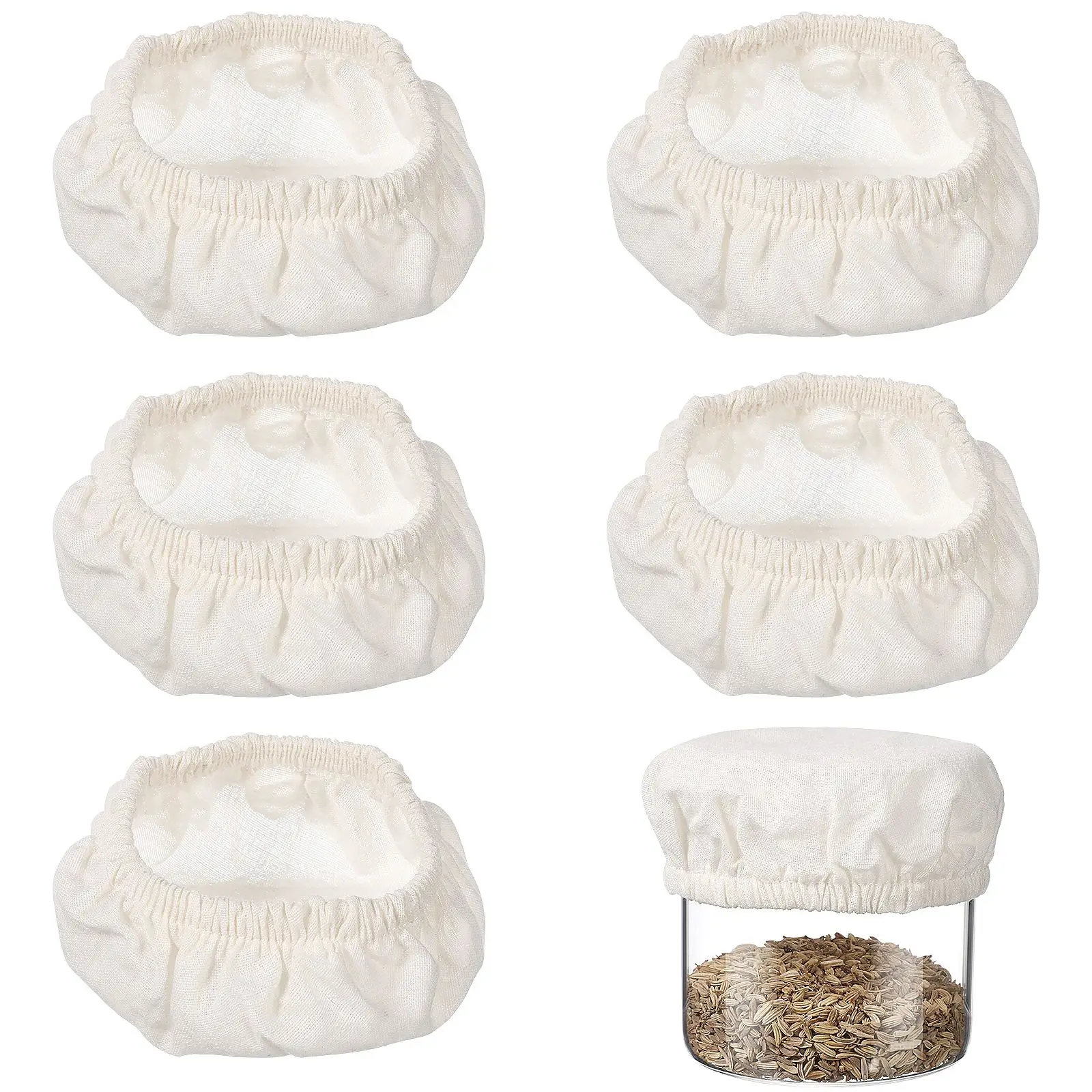 Yeast Fermentation Tank Cloth Cover Sourdough Starter Jar Fabric Lid Stretchy Fermenting Jar Covers Food Bowl Covers 5Pcs