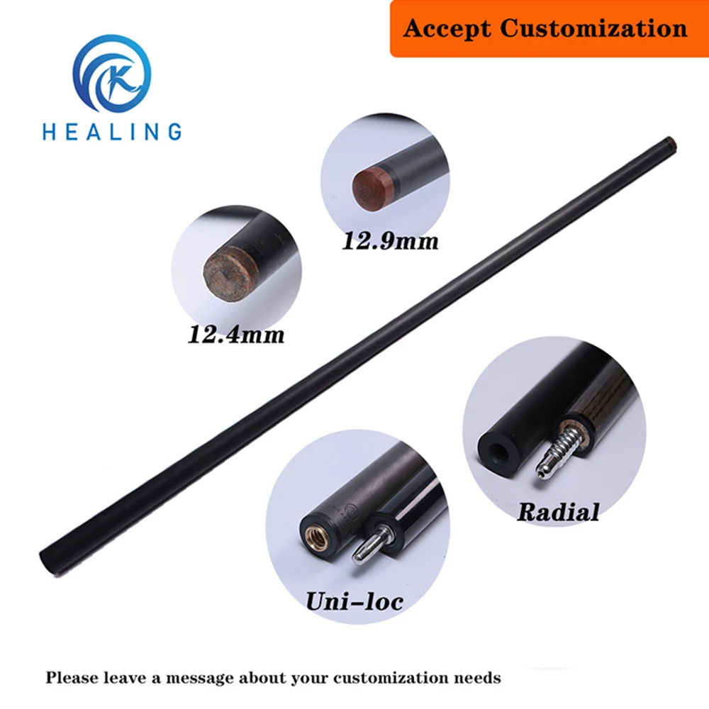 Billiard Carbon Fiber Pool Cue Shaft 1/2 Split Black Pool Shaft