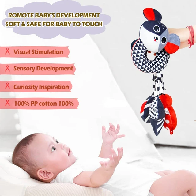 Baby Spiral Activity Toy Black and White Bed Stroller Toy Comfortable Pram Crib Plush Toy for Boys Girls Hanging Car Seat Toys 2