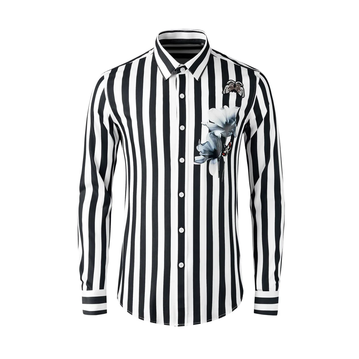 

High Quality Luxury Jewelry Fashion Men'S Superior Quality Formal Business Striped Contrast Cuff And Collar Shirtsgood