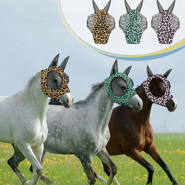 1Pc Horse Face Mask Anti Fly Breathable Stretch Knitted Mesh Anti Mosquito Mask Horse Riding Equestrian Equipment 4