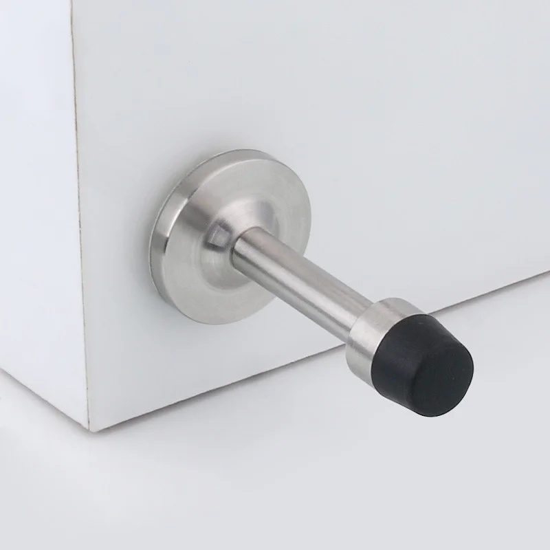 New Listing Stainless Steel Rubber Door Stopper Door Stop Bedroom / Bathroom Holder Wall To Prevent Collision Pad