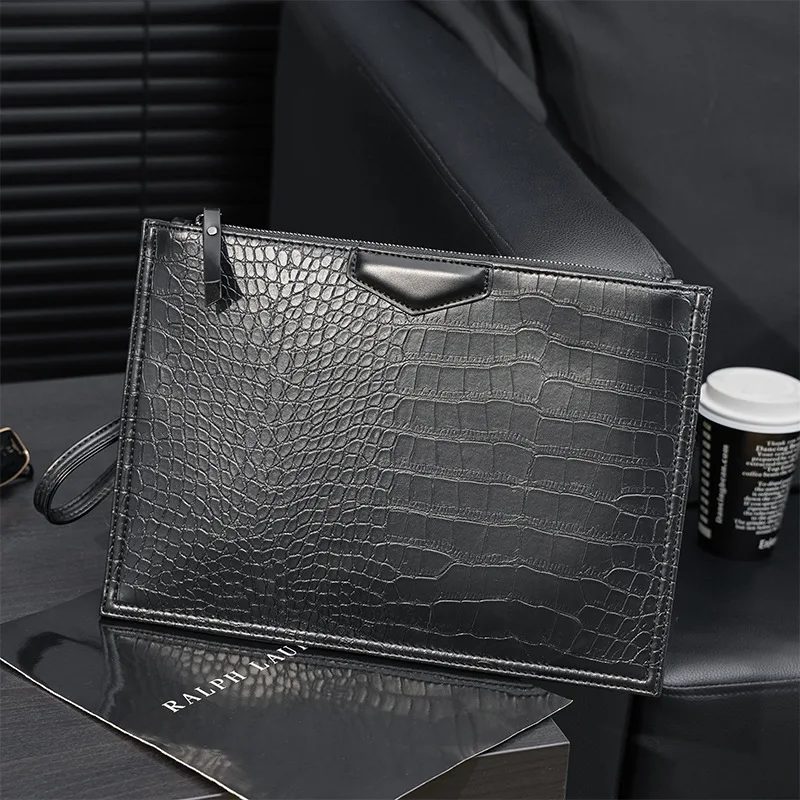 

Men's Crocodile Pattern Clutch Bag New Style Luxury Design Fashion Envelope Bag Men Business Crossbody Shoulder Bag