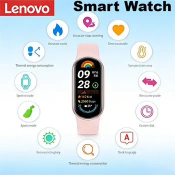 Lenovo Smart Watch 1.62 Display Sport Fitness Tracker Cardiofrequenzimetro Contapassi Promemoria messaggi Impermeabile per uomini e donne