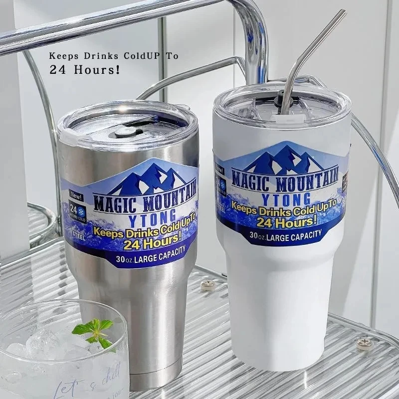 Magic Mountain Label Card Thermos Cup Frreze Thermal Flasks Coffee Mug Vacuum Insulated Bottle Stainless Water Keep Drink Cold