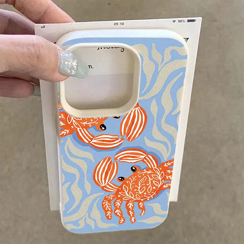 Vibrant Orange Crab Wave Shockproof Silicone Phone Case