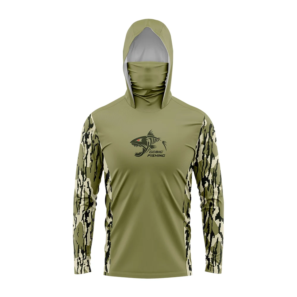 New Jungle Camouflage Sea Fishing Long Sleeve Fishing Hoodie for Men Anti-UV Sun Protection Clothes Fish Shirt Hunting Jerseys