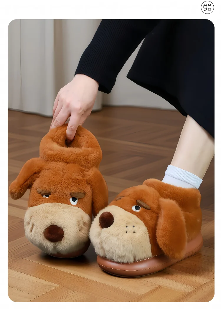 Hause flauschige Hund Hausschuhe Frauen Knöchel Full Wrap Pelz Loafer Damen Slip-on Plüsch Schuhe flache Zimmer Boden Pelz Rutschen Hausschuhe – Detail 17