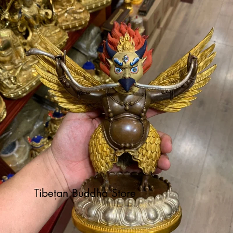 

Tibetan Pure Copper Seiko Dapeng Bird Protection Statue Decoration Buddhism Worship Supplies Hawk Redpoll Seven-Inch Gilding