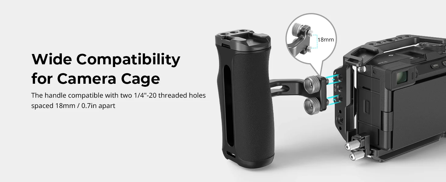 SmallRig Mini Side Handle with 1/4" -20 Screws, Comfort Silicone Grip For Dslr C