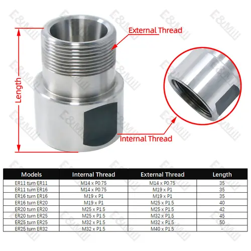 ER Adapter Sleeve ER11 ER16 ER20 ER25 ER32 Engraving Machine Connection sleeve BT NT MT Motor Shaft Extension rod Reducing sleev - Image 7