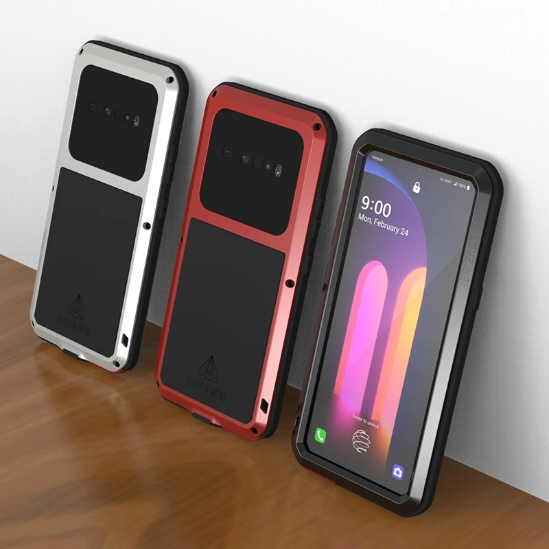 Love Mei Phone Case Silicone Military Grade Metal Protective Cover Shockproof and Dustproof for LG V60